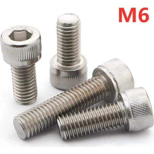 100pcs/lot M6*8/10/12/16/20/25/30/35/40/45/50/55/60/65/70/80/90/100 DIN912 Stainless steel hex socket cap screw allen bolt