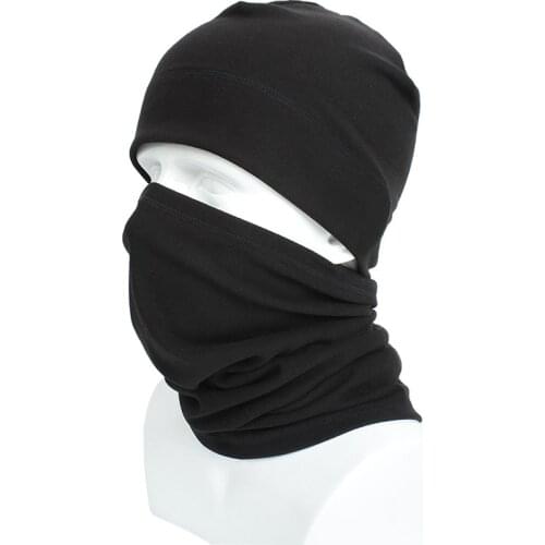 2Pcs/Set Soft Cotton Beanies Scarf For Men Autumn Winter Warm Skullies Caps Scarves Boys Solid Color Bonnet Sleeve Cap