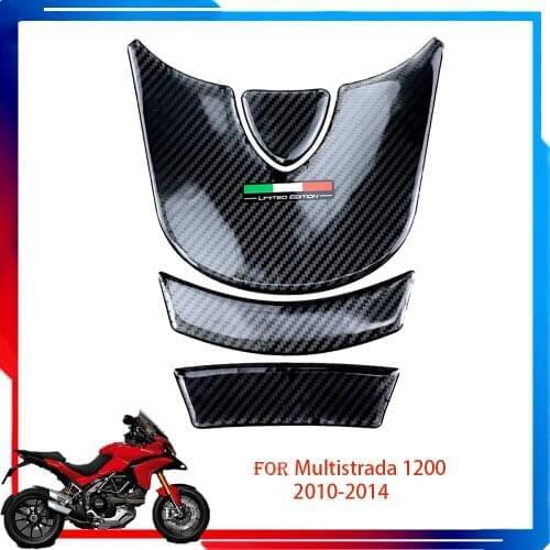 3D Carbon fiber appearance Motorcycle Tank Pad Protector Case for Ducati Multistrada 1200 2010 -2014 Decals Stickers