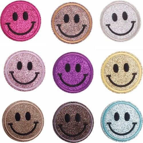 5 pcs Shiny cartoon cute smiling face clothing embroidery patch stickers ironing cloth stickers clothes hat Backpack decor badge