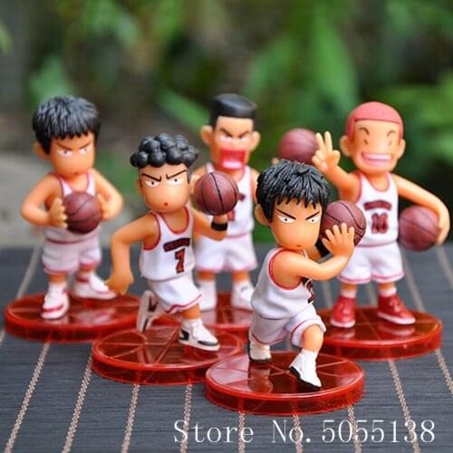 5pcs/lot SLAM DUNK Shohoku Basketball Player Anime Figure Doll Hanamichi Sakuragi Rukawa Kaede Model Toy for Kids