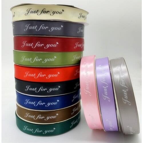 5yards /Lot 25mm Polyester Ribbon Printed "Just For You" Handmade Romantic Gift Packaging Belt For Wedding Decorations