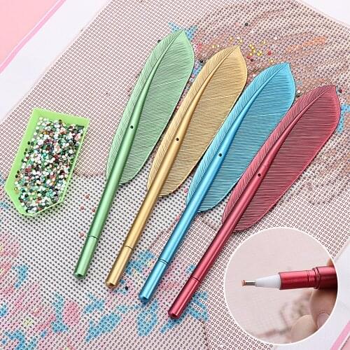 Feather Shape 5D Diamond Painting Pen Plastic Point Drill Pens Cross Stitch Accessories Embroidery DIY Craft Nail Art Tool