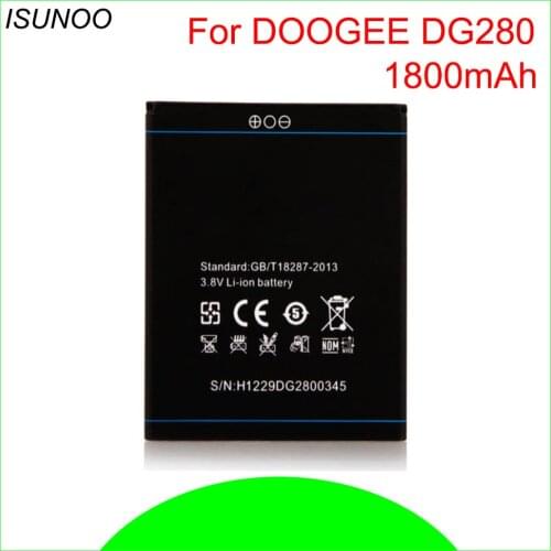 ISUNOO Battery for DG280 Smartphone 1800mAh Li-ion backup battery for DOOGEE LEO DG280 Battery Replacement 1800mAh