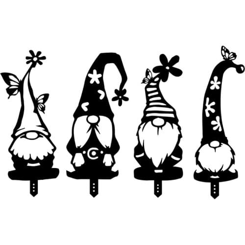 Acrylic Black Santa Yard Art Gardening Ornaments Gnomes Standing Silhouette Home Outdoor Garden Backyard Lawn Decor