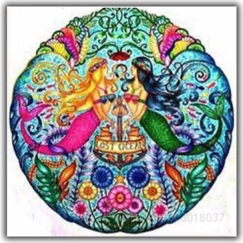 Diy Diamond Painting Cross Stitch Mermaid Sisters Of The Sea Needlework Diamond Embroidery Full Square Mosaic Decoration Resin