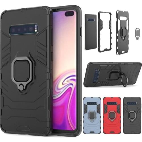 For Samsung Galaxy S10 S10e Lite S10+ Plus Case Dual Layer Magnetic Ring Kickstand Armor Case Shockproof Protective Back Cover