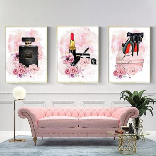 Flower perfume bottle lipstick DIY diamond painting cross stitch fashion girl room diamond embroidery art beauty room decoration