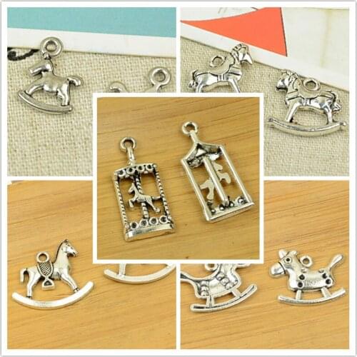 DIY carrousel/merry-go-round /rocking horse shape antique silver alloy charm pendant vintage jewelry making accessories findings