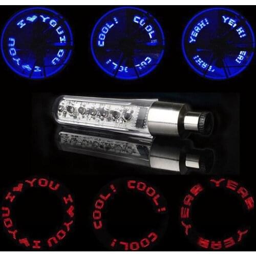 Double-side Bicycle Wheel Spoke LED Lights Lamps Cycle Tyre Tire Wheel Valve 7 LED Flash Light With Super Bright Letter LDE