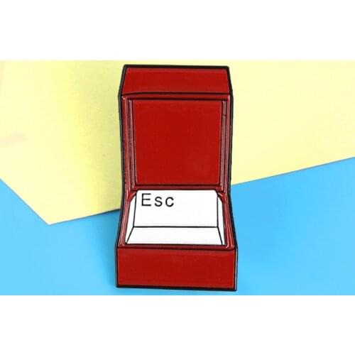 Keyboard ESC Ringbox Enamel Pins Red Box Brooches Badges Backpack Clothes Lapel Escape marriage Jewelry Gift for Friends Pins