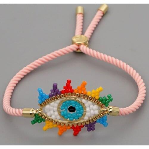 Go2boho Evil Eye Bracelets For Girl Rainbow Bead Pulseras Miyuki Bracelet For Women Turkish Eye Jewellery Ojo Turco Jewelry