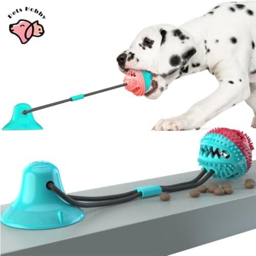 Dog Toys Suction Cup Interactive Squeak Rubber Dog Ball Toy Pet Tooth Cleaning Snack Ball Toy For Small Large Dogs Pet Supplies