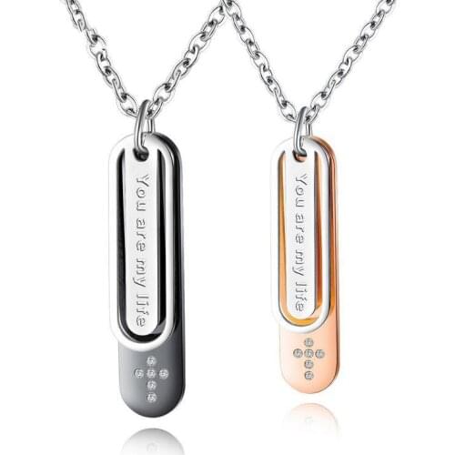 Personality Creative Titanium Steel Cross Couple Necklace Tag Pendant Item for Women Men Couple Gift
