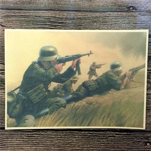 High quality 100% XQ-152 kraft paper "Combat soldiers" pictures for wall poster home decor cafe bar decorative painting 42x30cm