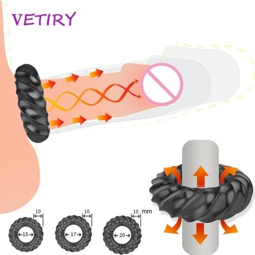 VETIRY 3 Penis Rings Cock Rings Penis Sleeve Penis Trainer Delay Ejaculation High Elasticity Time Lasting Sex Toys for Men
