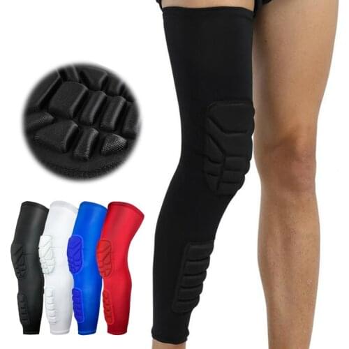 S-XXL Szie Honeycomb Long Sport Knee Pads Basketball Leg Sleeve Cycling Leg Warmers Crashproof Running Football Gym Legging