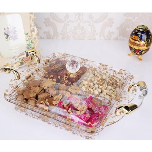 Dry fruit box compartment with cover European living room creative snack box nuts melon seeds acrylic sugar wrapped box dry