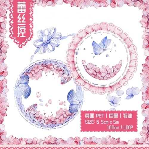 Beautiful Butterfly Lace Bow PET Washi Tapes Bullet Journal Masking Tape Adhesive Tape DIY Scrapbooking Washi Stickers