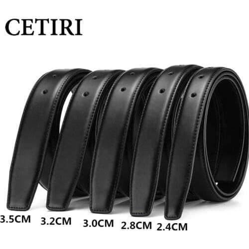 No Buckle Genuine Leather Belt Strap For Automatic Buckle Pin Buckle 2.4cm 2.8cm 3.0cm 3.2cm 3.5cm 3.8cm Width Men Belt Black