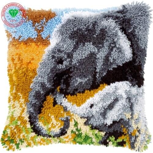 Elephant back cushion embroidery kit Needlework Cross-stitch cushion Diy Pillowcase sets embroidery thread Latch hook rug kits