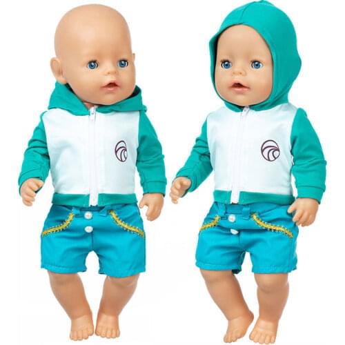 NewLovely Green sportswear suit Wear For 17 43cm Baby Doll Doll 17 Inch Doll Clothes