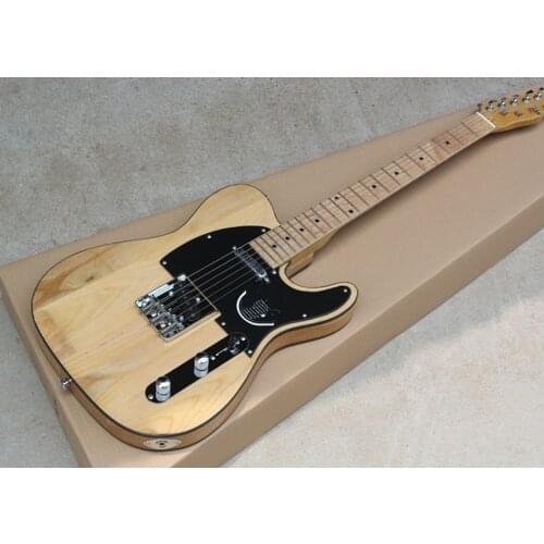 Factory Wholesale Elm Wood Color Electric Guitar with TL Pickup,Black Binding,Black Pickguard,Chrome Hardwares,Offer Customized