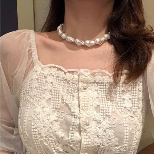 Simple Pearl Necklace Personality Baroque Elegant Choker Chain Women Party Clavicle Necklace Jewelry Gift