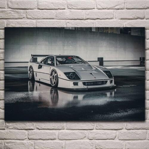 Retro classic white supercar vehicle artwork living room decor home wall art decor wood frame fabric posters KJ484