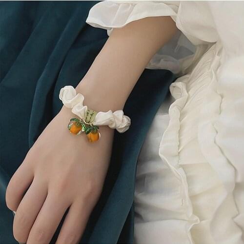Lucky Persimmon Fruit Cute Small Intestine Ring Hair Rope Light Luxury Not Hurt Hair Ring French Girl Korean Hair Accessories