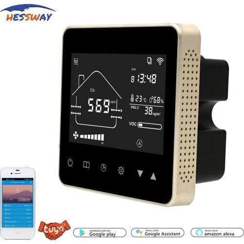 Fresh Air System WIFI Control PM2.5 CO2 Fan Valve for 0-10V/AC VOC Temp Humidity Monitor TUYA RS485 MODBUS Communication