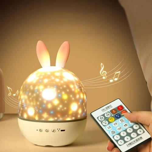 Projector LED Night Light USB Charging Rotating Projection Lamp for Kids