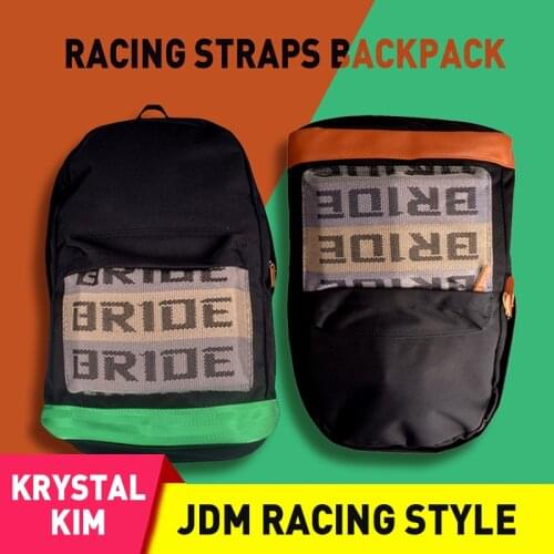 Fabric Straps Style School Backpack Car Canvas Backpack Bride Bag Racing Straps Backpack Wallet Key Case For JDM Style Racing