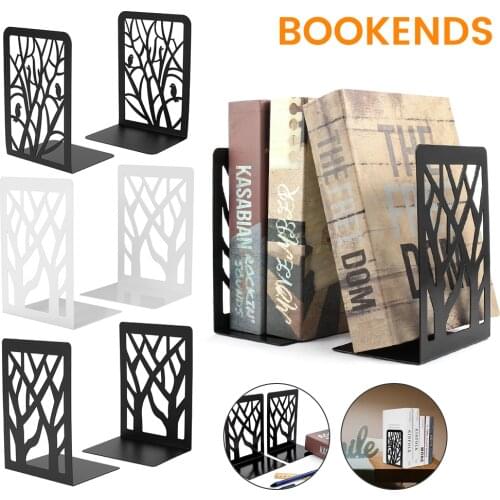 Book Ends Universal Metal Bookends for Shelves Heavy Duty Metal Non-Skid Bookend Supports Book Shelf Holder