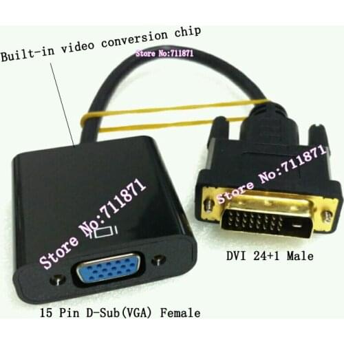 Built-in video conversion chip DVI to D-Sub VGA Adapter Cable DVI 24+1 VGA 15P Conversion line Digital signal to analog signal