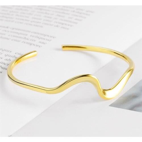 Sole Memory Wave Shiny Lightning Geometric 925 Sterling Silver Female Resizable Bracelets SBR302