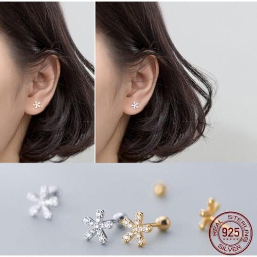 La Monada Korean Minimalist Stud Women Earrings Silver 925 Flower Inlay Fine In Jewelry Silver 925 Stud Earrings For Women