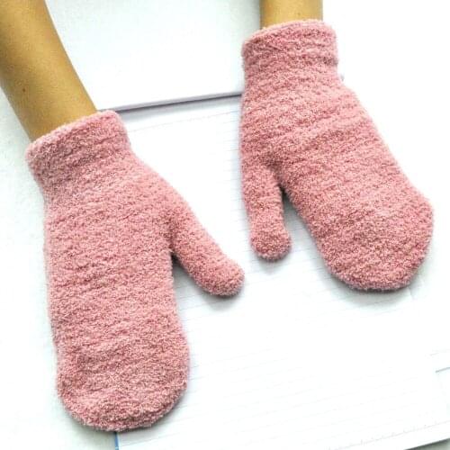 Women Warm Winter gloves girl Knitted Full Finger Mittens Girl Female Solid Woolen Gloves 6 fashion colors 2018 C2
