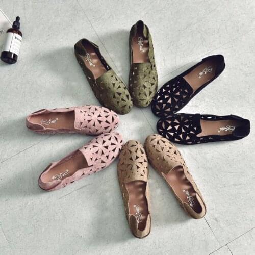 Summer 2021 New Fashion Flat Bottom Hollow Two-Wear Flat Bottom Shoes For Women With Suede And Slip-Proof Soft Bottom Size 35-40