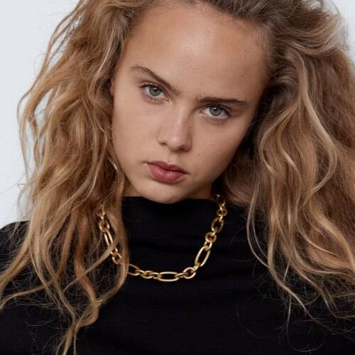 Vedawas ZA Metal Mixed Link Necklace for Women Fashion Gold Silver Color Collar Choker Necklace Party Accessories Jewelry Gifts