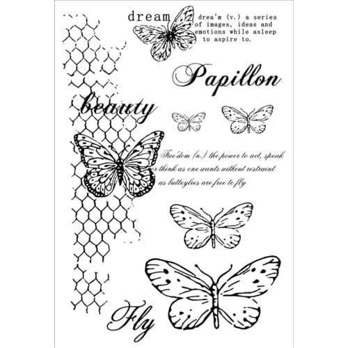 11x16 butterfly Transparent Clear Rubber Stamp Sheet Cling Scrapbooking Photo Album PaperCard DIY Craft