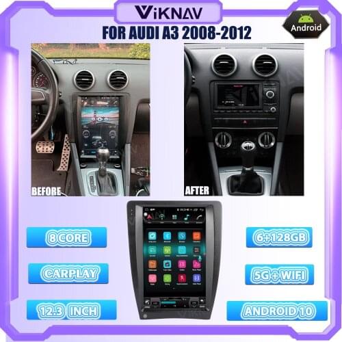 12.3 Inch Android 128G Radio Touch Screen For Audi A3 2008-2012 GPS Navigation Multimedia DVD Player Car Stereo Reciever 4G 5G