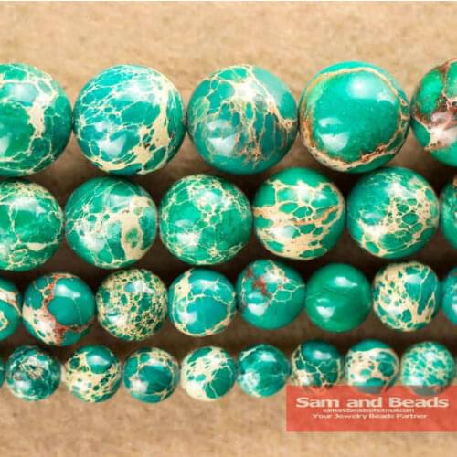Free Shipping 16" Natural Stone Green Sea Sediment Imperial Round Loose Beads 4 6 8 10 12MM Pick Size For Jewelry SJB03