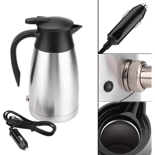 Electric Kettle 1000ML 12V 24V Stainless Steel Electric In-Car Kettle Travel Thermoses Heating Water Bottle Electric Kettles