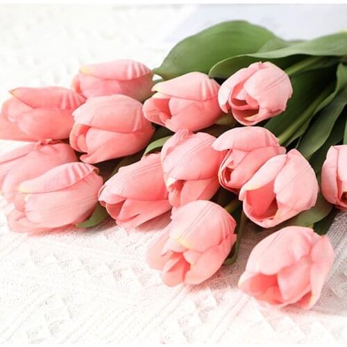 Tulip artificial flower real feeling artificial bouquet fake flower wedding decoration flower home garden decoration