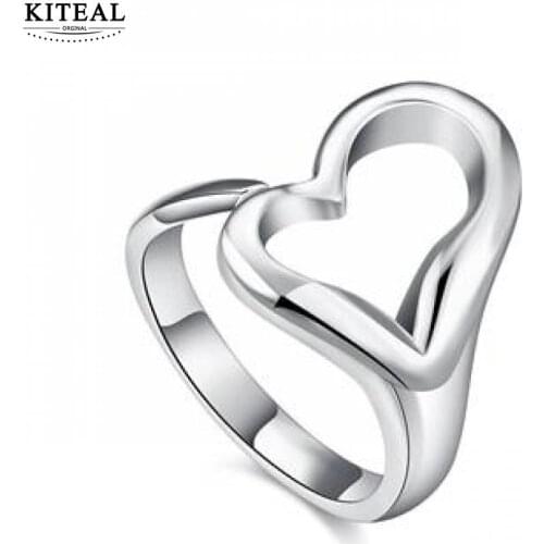 KITEAL Best Gift silver color White size Resizable ring for women O Opening hollow circle geometry men ring joyas