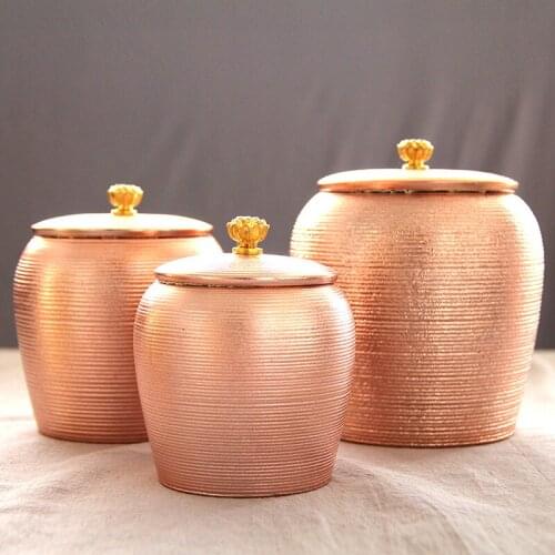 Creative Ceramic Storage Jar Tea candy Food Sealed Jar Golden Jewelry Necklace Small Object Storage Box Home Decor With cover