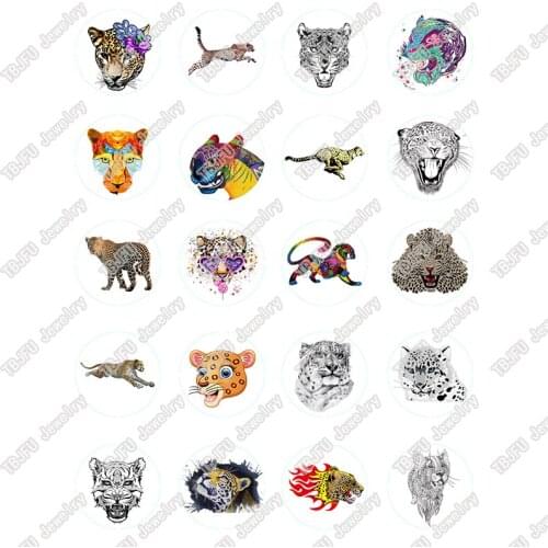 40pcs/lot 10mm 12mm 14mm 16mm Round Leopard Pattern Glass Cabochon for DIY Jewelry Making Findings & Components T037