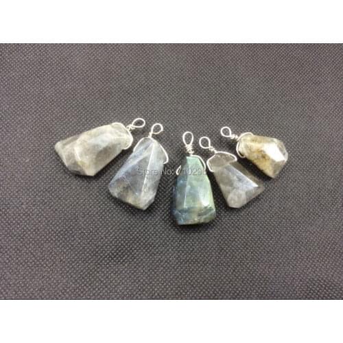 Hot selling Natural Labradorite Stone pendant Hand craft jewelry making diy findings fit necklace pendant 5pcs/lot