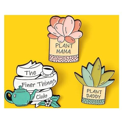 Pins Metal Cute Aloe Flower Brooch For Coat Enamel Pin WomenS Brooches For Women Badges on Backpack Badge Accessories Jewelry